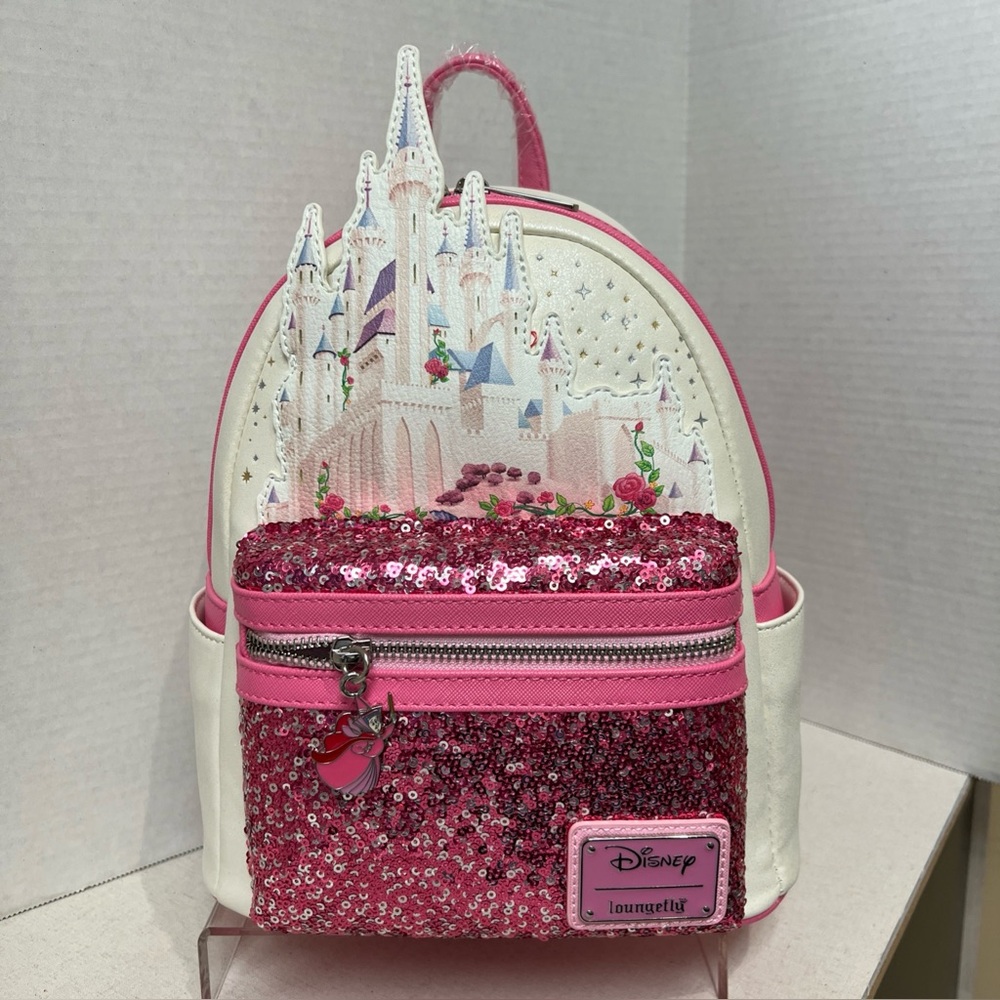 Loungefly Sleeping Beauty sequined pocket Castle mini backpack